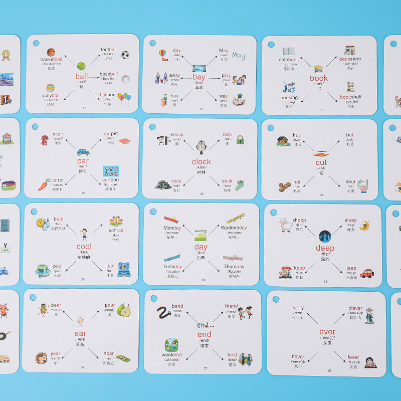丹区 小学常考英语词汇思维导图 英语单词带音频跟读快速记忆学习卡片 小学英语单词速记卡