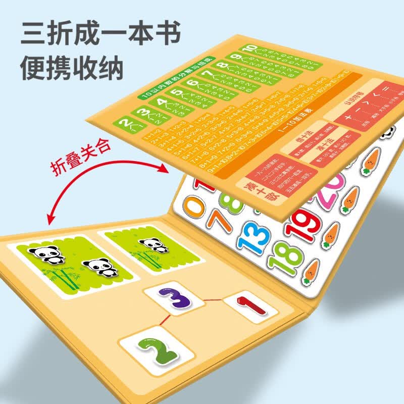 磁力教具数学启蒙教具(精装礼盒4册) 幼小衔接数学启蒙 凑十法借十法分数板分数盘蒙氏百数板20以内加减法十格阵 儿童节礼物详情图