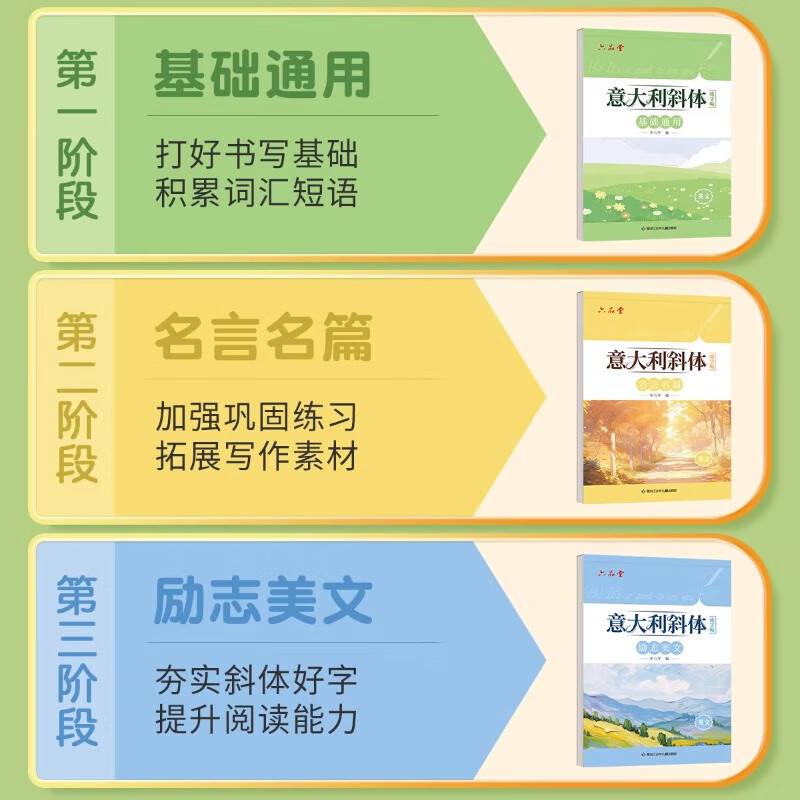 六品堂意大利斜体英语字帖名言名篇励志美文临摹练字帖连笔女生漂亮字体专用初中生高中生大学生考研成人英文 【名言名篇】英语字帖52页