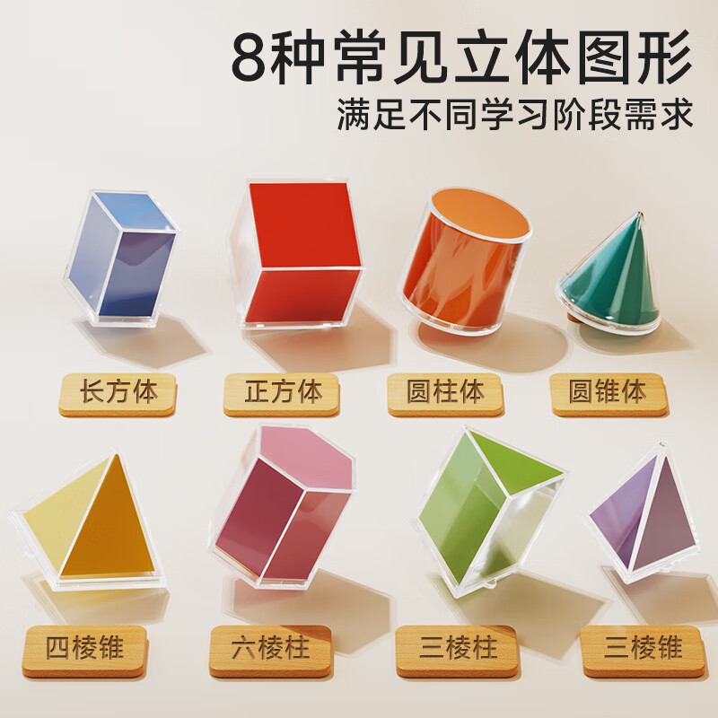 时光学透明立体几何模型数学教具共8款小学生1-6年级数学教具透明分解套几何体图形演示器六一儿童节礼物详情图