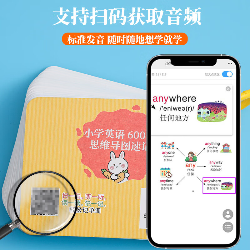 丹区 小学常考英语词汇思维导图 英语单词带音频跟读快速记忆学习卡片 小学英语单词速记卡