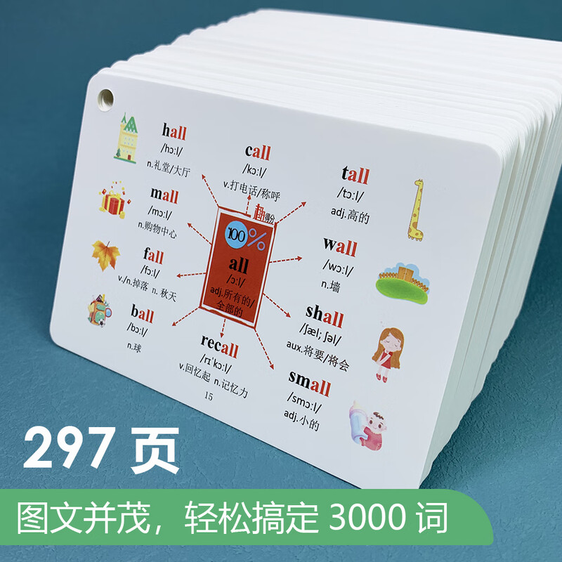 趣得分初中英语单词卡思维导图英语中考高频词汇英文速记卡记忆手闪卡片 初中思维导图速记3000英语单词