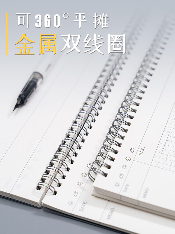 思维导图线圈本活页本子简约ins风加厚横向康奈尔记事本大学生考研专用本A4格子横式网格本6孔可拆卸笔 2本/A4思维导图/赠模板尺+荧光笔详情图