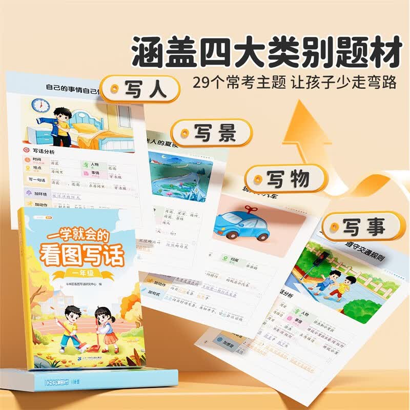 斗半匠 二年级看图写话 一学就会思维导图写作技巧训练 好词好句扩写 范文大全素材积累每日一练人教版详情图