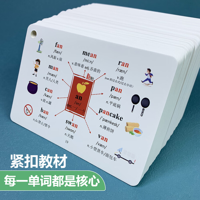 趣得分初中英语单词卡思维导图英语中考高频词汇英文速记卡记忆手闪卡片 初中思维导图速记3000英语单词