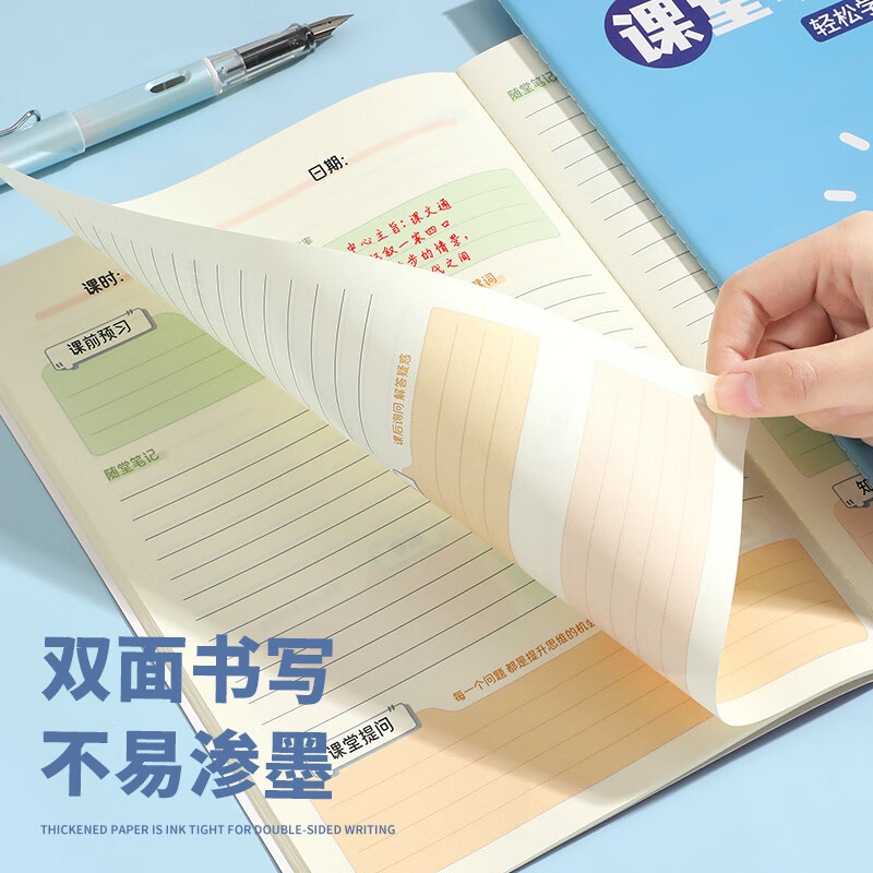 【4本装】佐澜哲 不走神康奈尔课堂笔记本本子b5/40张大号加厚思维导图笔记本子初高中生高效上课笔记本详情图