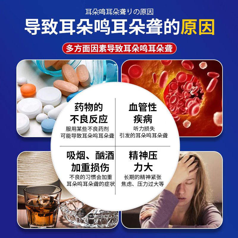 日本耳鸣特专用的药治100成功耳聋神经性耳朵嗡嗡响蝉鸣进口 单盒体验装日本详情图