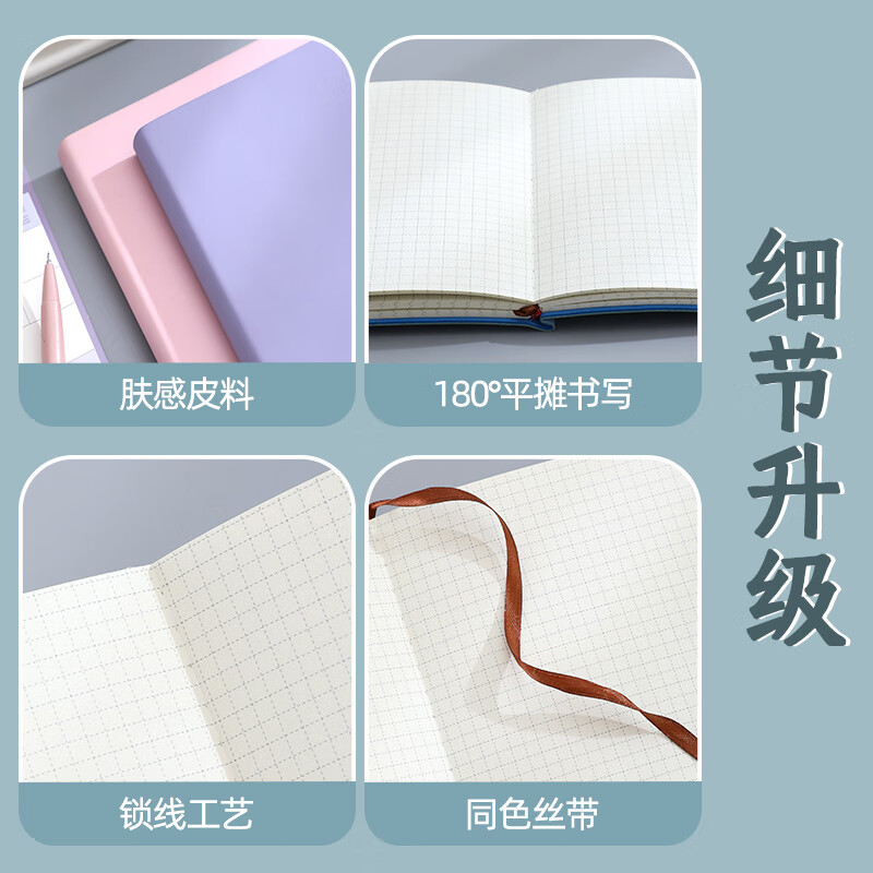 佐澜哲 方形网格笔记本本子思维导图记事本手账口袋本高颜值大学生考研读书摘抄本日记本 浅蓝详情图