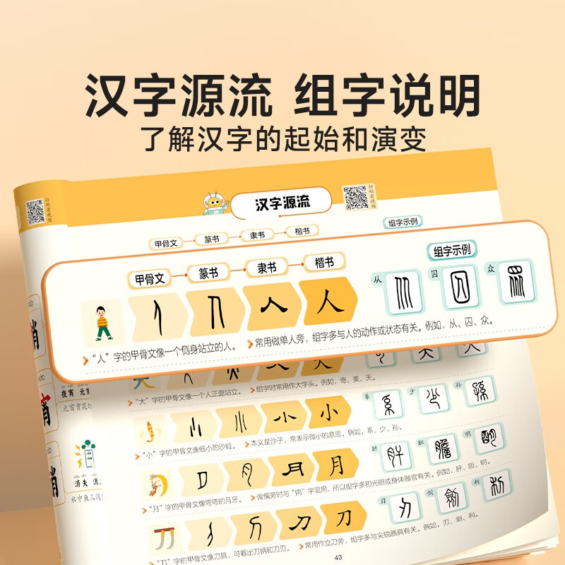 【时光学】思维导图象形识字基础篇全2册小学速记汉字识字口诀趣味识字1600字生字组词神器详情图