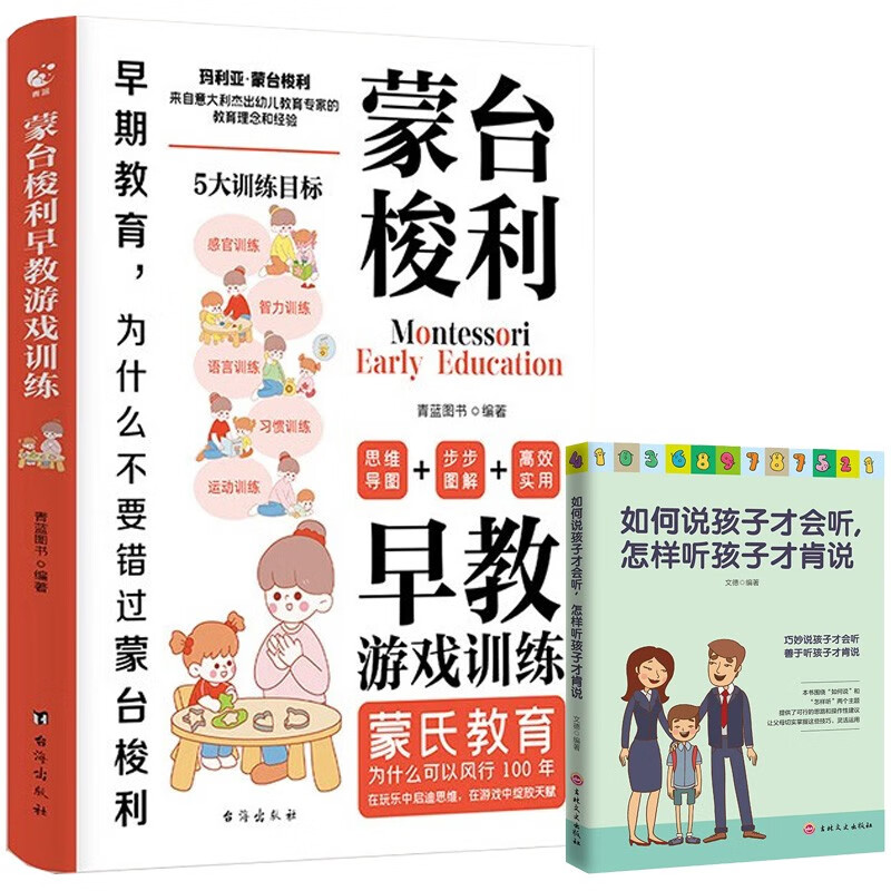 蒙台梭利早教游戏训练+如何说孩子才会听 怎样听孩子才肯说（全2册）宝宝启蒙认知思维导图读懂儿童心理学详情图