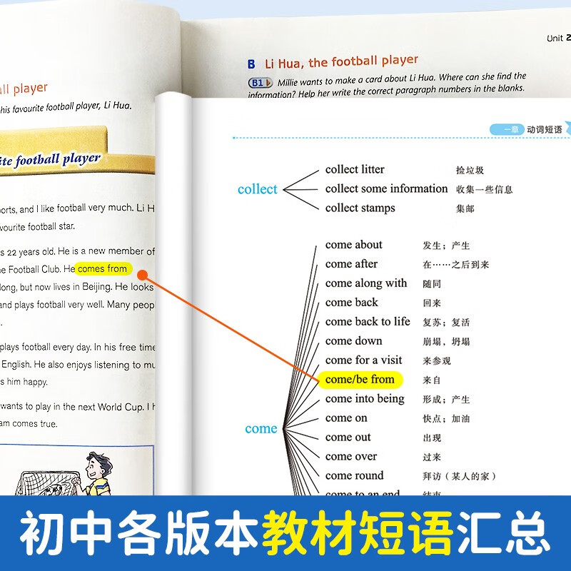 【易蓓】（套装2本）专项100初中英语短语突破 词组短语固定搭配思维导图速记七八九年级真题训练默写详情图