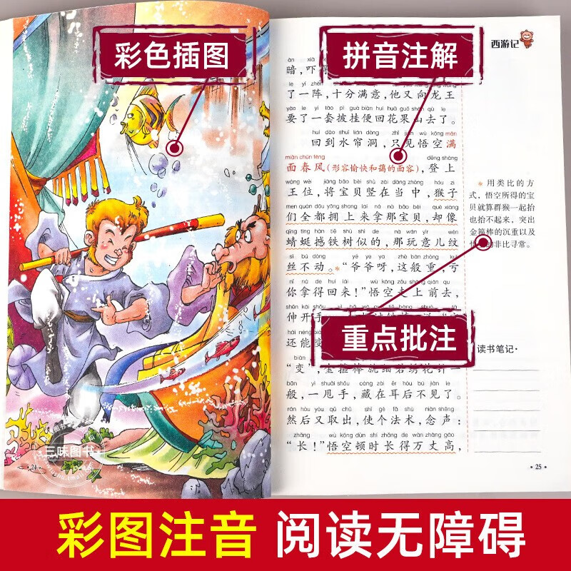 四大名著小学生注音版全套4册拼音读物正版图书 送人物关系图有声伴读西游记取经路线图三国演义水浒传红楼梦原著正版思维导图青少年一年级二年级课外阅读必读书籍漫画儿童文学故事书绘本读物  黑色星期五