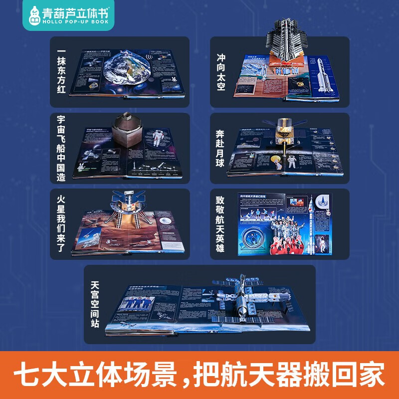 青葫芦立体书星辰大海：中国航天3D立体书儿童科普百科全书儿童书籍读物7-10岁送礼故事书六一儿童节礼物女孩男孩详情图