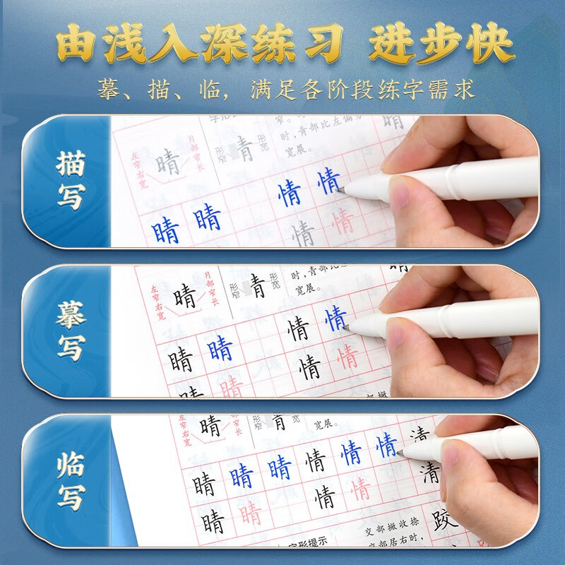 华夏万卷字帖楷书7000常用字（思维导图教学版） 学生成人初学者临摹描红练字帖正楷硬笔书法练习手写体钢笔字帖详情图
