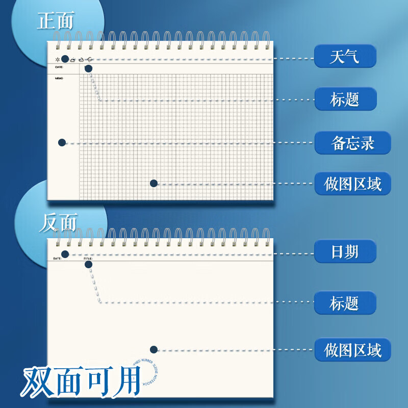 晨光(M&G)A4/80页学生考研打卡计划网格本康奈尔笔记本子思维导图笔记本V-XA4812 1本装详情图