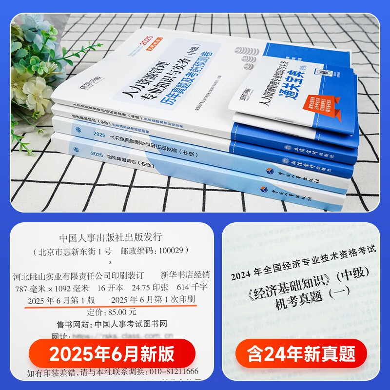 中级经济师2025教材+真题模拟卷 经济师中级2025人力资源+经济基础知识（人力套装共6册）赠送环球网校刘艳霞网课视频题库习题