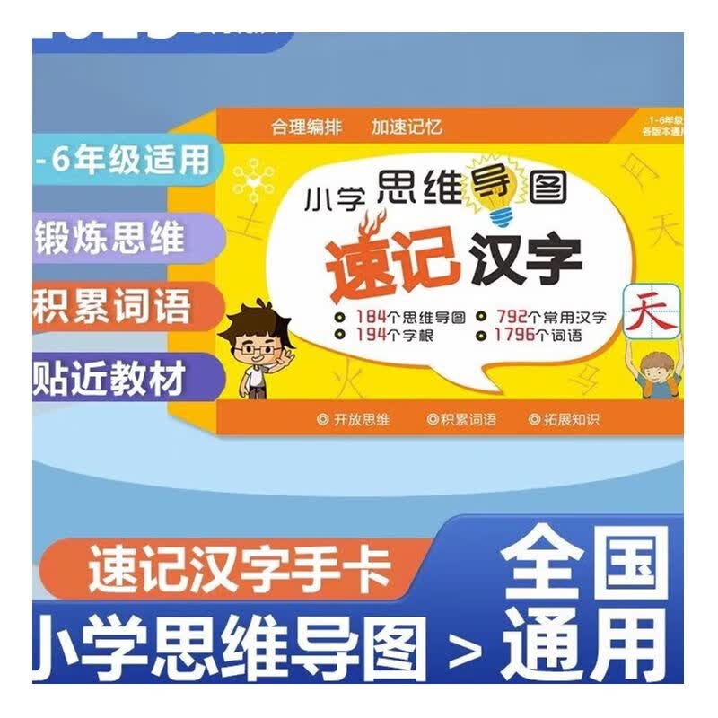 小学生思维导图速记汉字偏旁部首识字卡早教启蒙基础启蒙教育卡片 思维导图速记汉字详情图