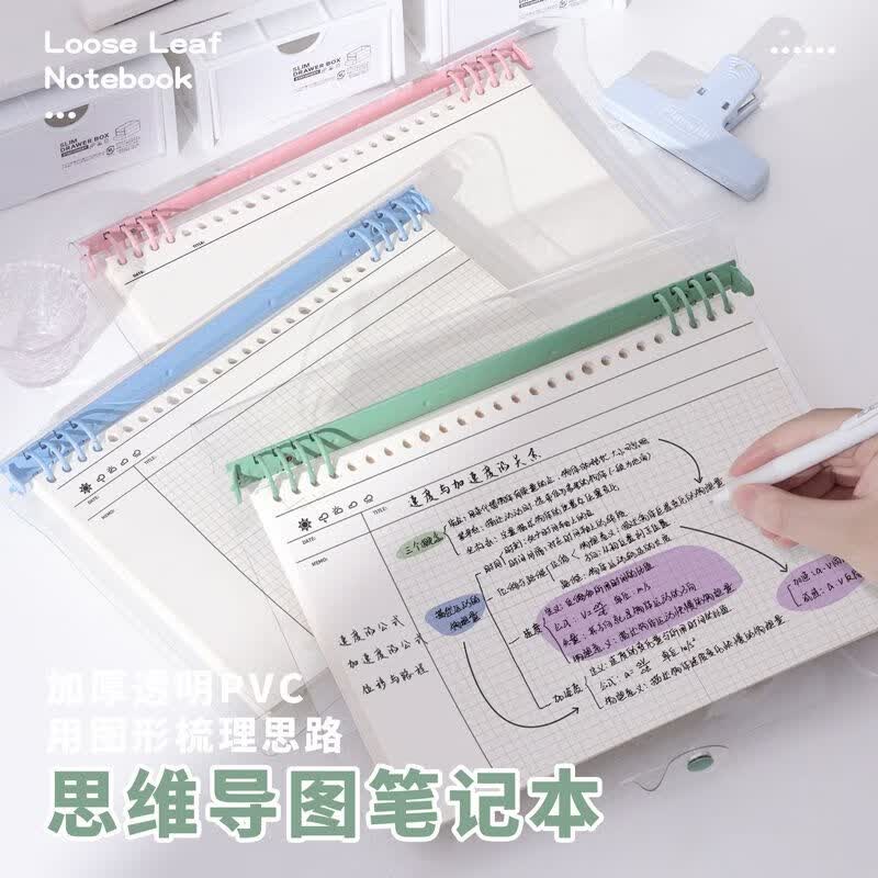 经美B5活页思维导图笔记本子可拆卸网格加厚软壳简约大学生考研专用 B5蓝-1壳2芯 软壳【思维导图本】60张120页/芯详情图