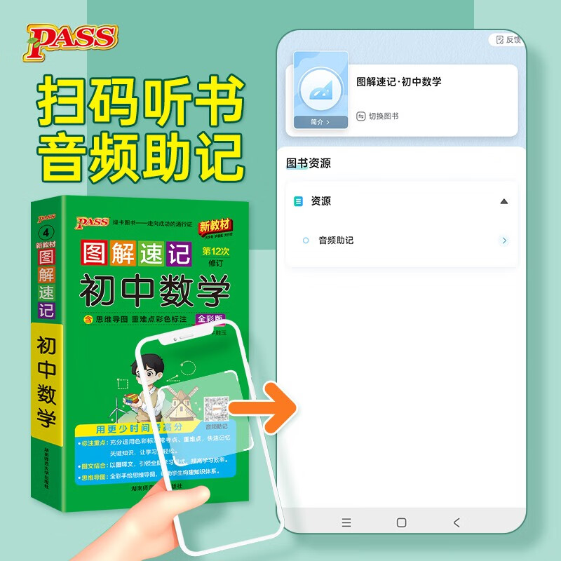 新版图解速记 初中数学 通用版 速记小手册一本思维导图课本知识清单 25年26年都适用 pass绿卡图书