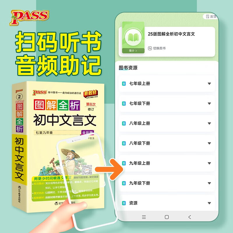 新版图解全析 初中文言文 人教版 速记小手册一本思维导图课本知识清单 25年26年都适用 pass绿卡图书详情图