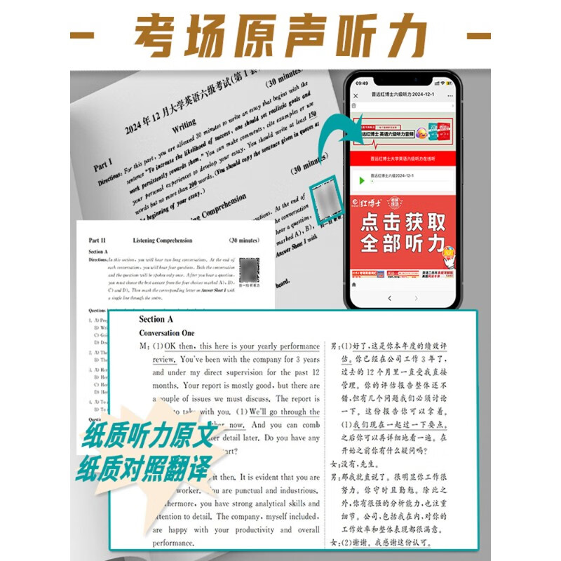 备考2025年12月六级真题真练超详解六级考试真题CET-6考试卷赠大纲词汇专项练习真题卷大学英语六 考研英语一全套