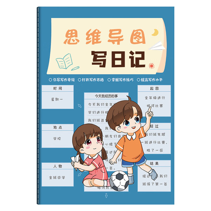 四方伙伴a5学生思维导图日记本作文本阅读摘抄记录读书田字笔记本 【A5】思维导图写日记(一本价格)详情图
