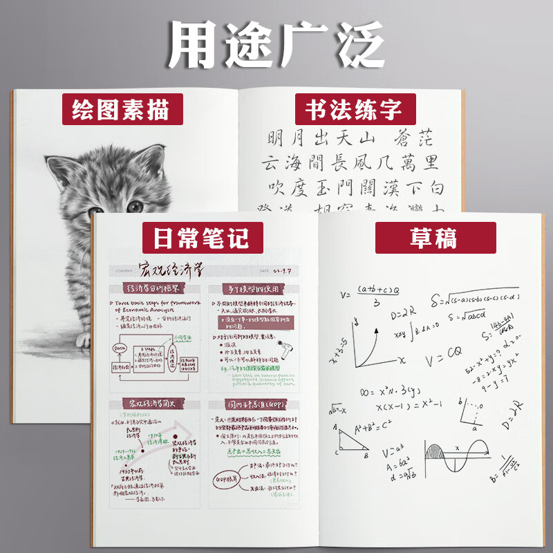 思进a4空白本牛皮纸笔记本子加厚b5空白内页本大学生考研思维导图绘图a5插画手绘美术画画本高中初中生 A4加厚【空白】1本装(每本36张72页)详情图