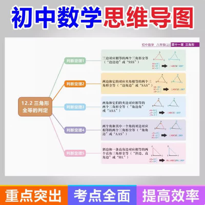初中地理历史生物数学物理思维导图知识点总结速记人教上下册全套 数学 初中一年级详情图