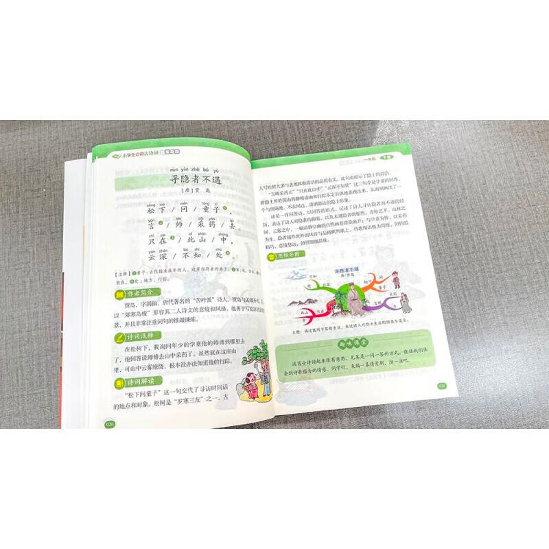小学生必背古诗词 思维导图注音版 赠送小学生必背文学常识详情图