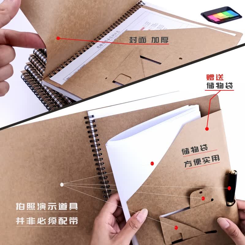 御阅A3思维导图笔记本子大号加厚网格本8k草稿纸设计师量尺专用康奈尔 A3思维导图100g米黄 1本详情图