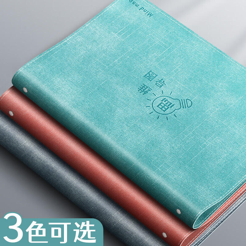 活页思维导图笔记本a4皮面加厚可拆卸b5笔记本子大学生日记本初中生记事纸思维导图网格本高中生 2本【B5/浅蓝色】送索引贴+荧光笔详情图