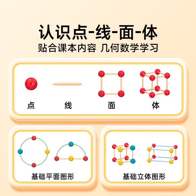 时光学空间几何建构师基础款数学教具幼儿空间思维启蒙以孩子喜欢的方式学思维立体搭建多重造型生日礼物详情图
