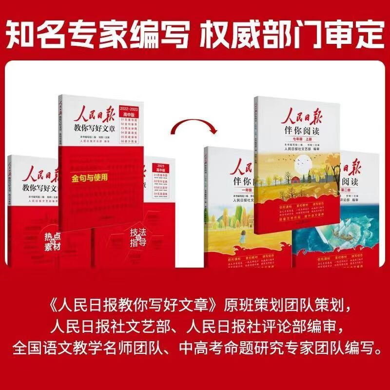 2025版人民日报伴你阅读七年级八年级九年级上下册初中一二三年级人民日报教你写好文章经典美文金句阅读初中作文素材技法与指导 【初中】人民日报伴你阅读 七年级上详情图