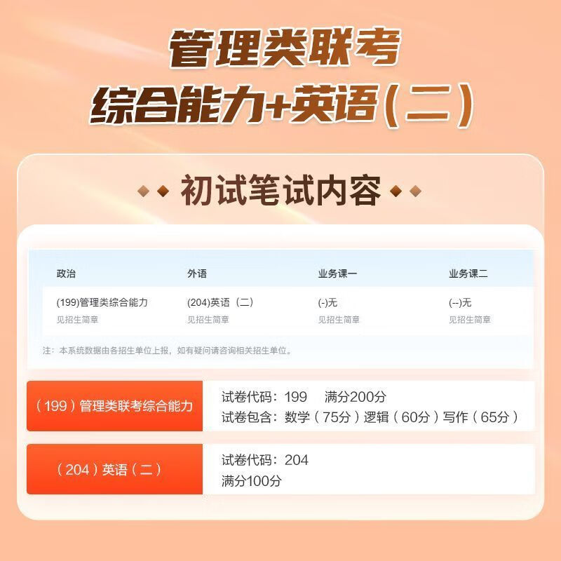 管综2026新版199管理类联考综合能力高分复习指南mba考研教材英语二经济mpa mpacc mem逻辑数学英语写作在职研究生考试历年真题 【热卖】4本教材+真题+VI...详情图