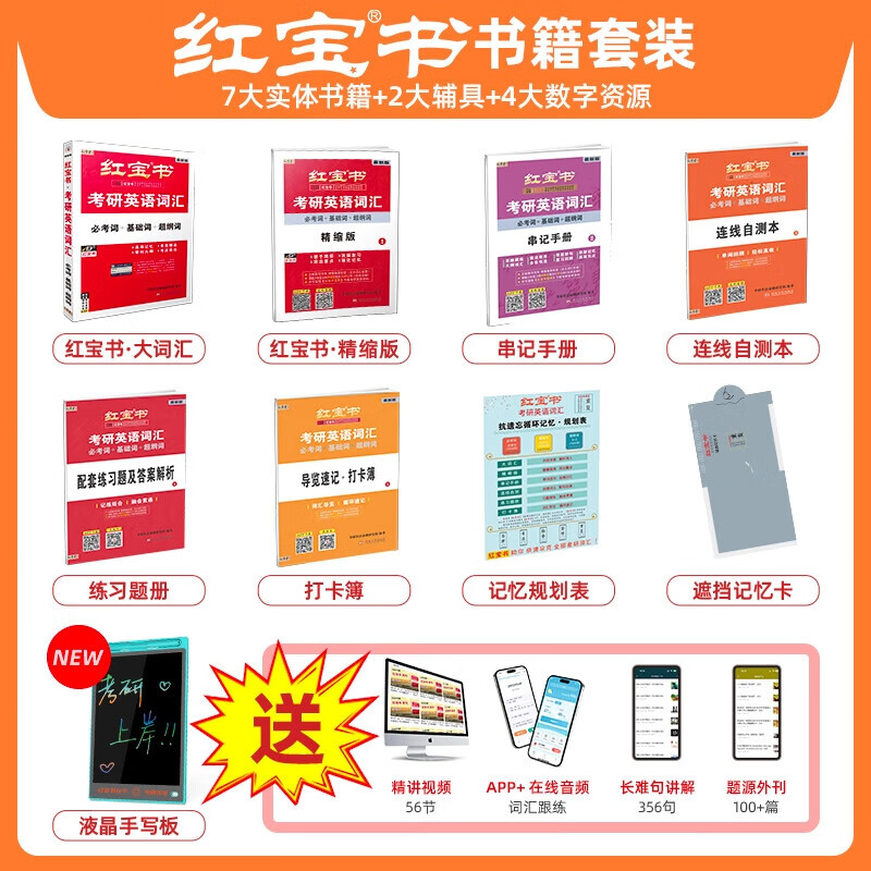 现货官方店红宝书2026考研英语词汇线 缐装珍藏版26一英语二历年真题单字书红宝石黄皮书田静语法句句真研2025写作解析英语一基础大纲 2026红宝书词...