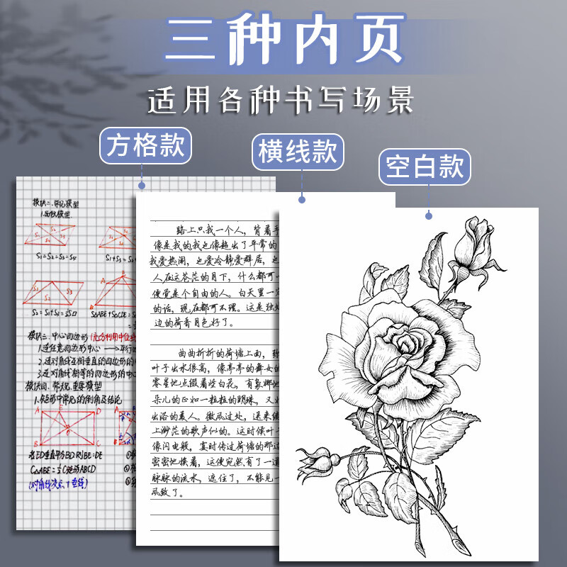超厚笔记本本子考研牛皮本简约大学生a4大号笔记本子厚本子大横线思维导图本b5网格记事本草稿本 1本【A4/横线】超厚-每本128张/256页 无规格详情图