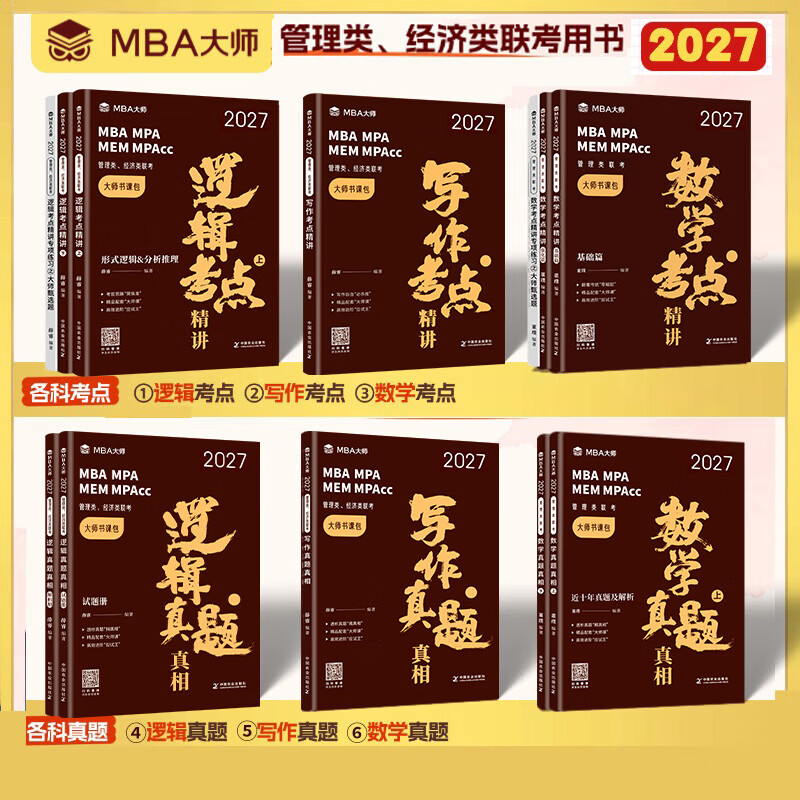 薛睿mba联考教材2026 管综199管理类联考综合能力考研英语二写作数学逻辑会计专硕考试在职研究生考试MBA大师mem mpacc mpa工商管理 工程管理 公共管理 图书情报 会计专硕审计 逻辑+