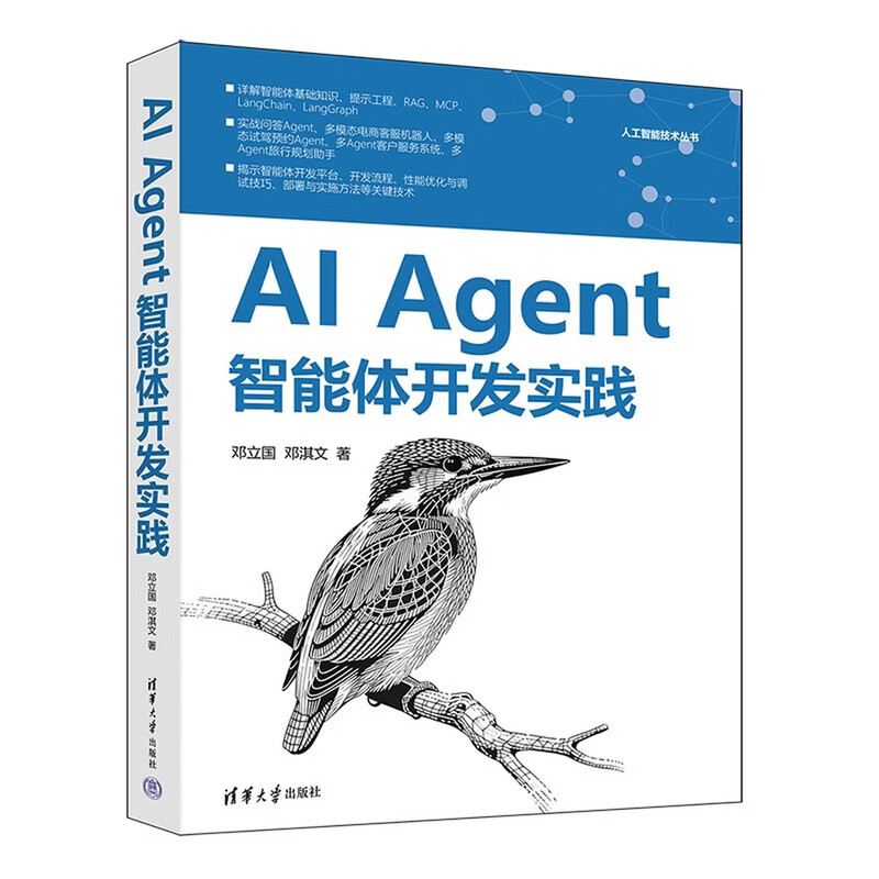 人工智能技术丛书10册：AI Agent智能体开发实践+大模型应用开发+从零开始大模型开发与微调+扣子开发AI Agent智能体应用+DeepSeek原生应用与智能体开发实践+玩转FastGPT等 正详情图