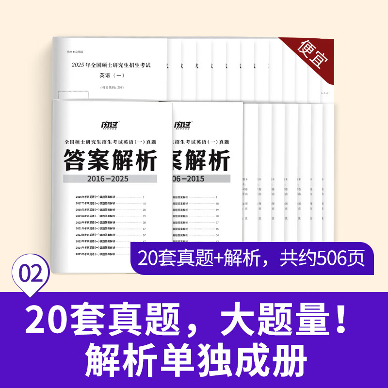 【考场排版】2026考研英语一英语二历年真题试卷20年考试真题真练解析赠答题卡 【英一】考研真题（20年）电子解析详情图