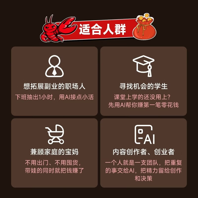 小龙虾OpenClaw赚钱手册 创业 内容创作 大模型 副业 图灵出品详情图