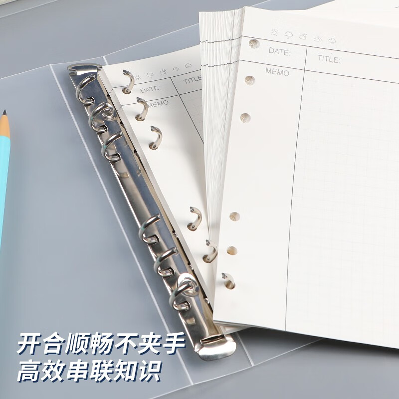 思维导图笔记本活页本可拆卸透明外壳加厚初中生方格日记本简约大学生考研学习康奈尔网格本横版横向活页本子 A4活页本-空白本详情图