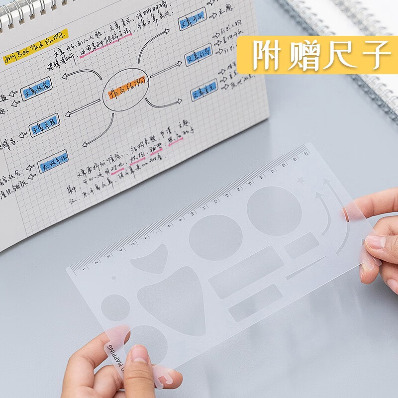 学得乐 A4思维导图本子小学生二三年级康奈尔记事本知识架构考试用大学生考研专用本横向笔记本子网格纸 1本/A4思维导图+模板尺详情图