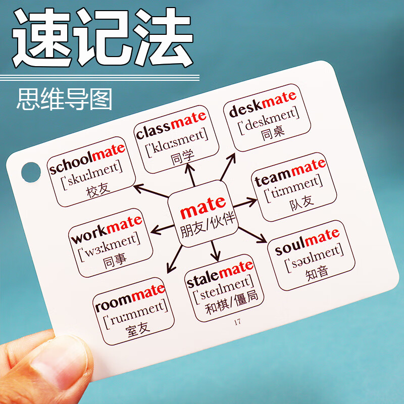 初中英语单词卡思维导图英语高频词汇大全速记卡记忆卡手闪过卡片 初中思维导图英语单词卡