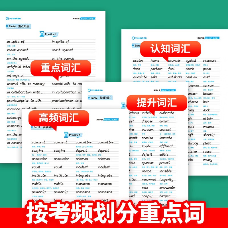 【包邮】墨点字帖 大学英语六级考试(视频版)衡水体英文写作高频词汇考研真题作文备考字帖（2本）详情图