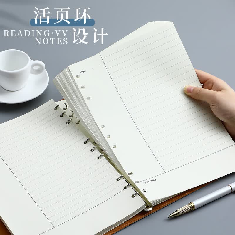 嘉然恒B5大号康奈尔笔记本本子软皮面活页本思维导图替换内芯大学生学习考公考研5R记忆法复习记事本蓝色详情图