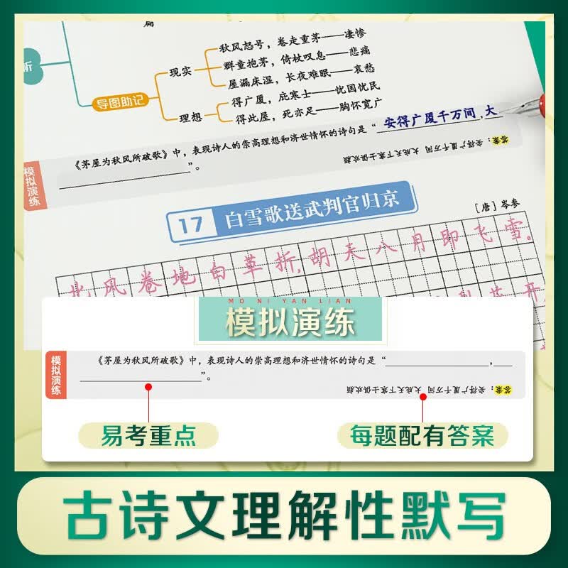 墨点字帖 荆霄鹏初中生思维导图古诗文字帖详情图