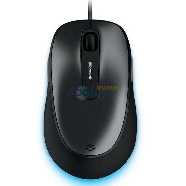 微软 (Microsoft) 舒适蓝影鼠标4500 灰黑色 | 有线鼠标 纵横滚轮 可定制按键 蓝影技术 防尘设计 办公鼠标