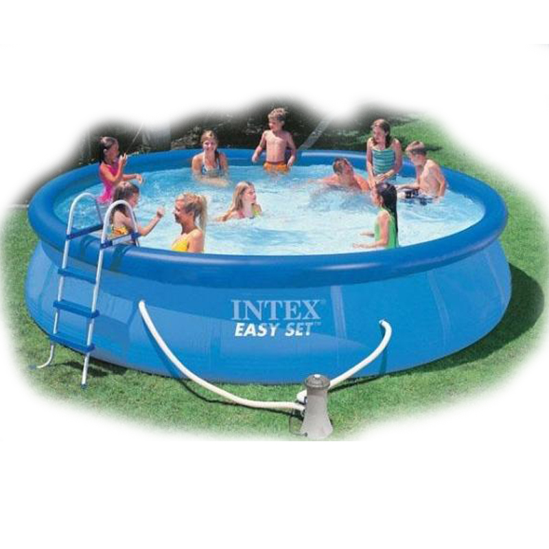 INTEX 56409升级版28166夹网布碟型游泳池457×107CM 充气水池 本款+脚泵
