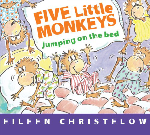 Five Little Monkeys Jumping on the Bed  Board book  五个小猴子在床上跳 英文原版