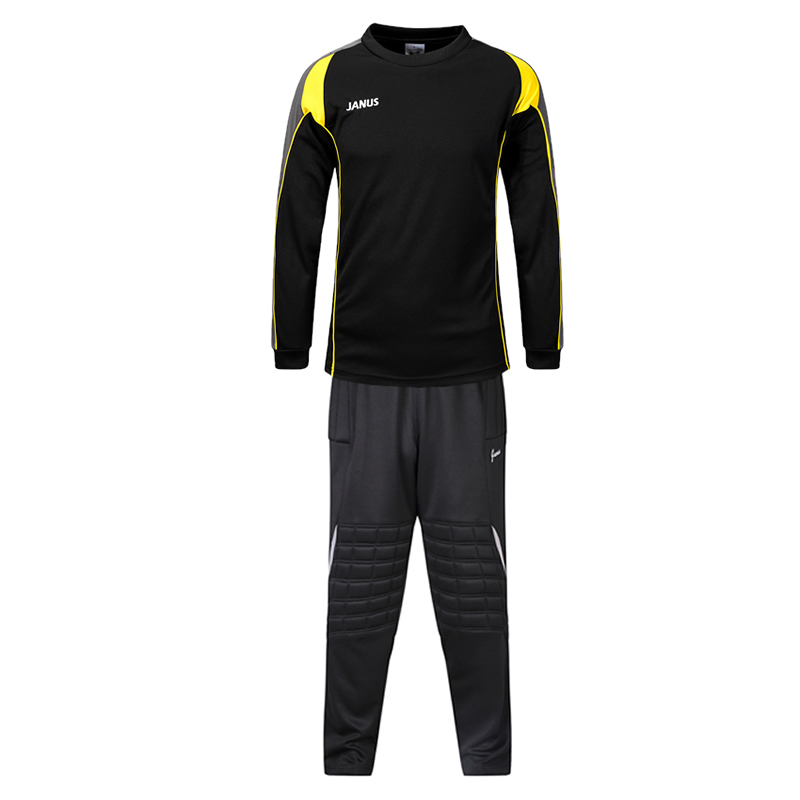 JANUS 透气性面料 足球守门员服装套装 门将服 上衣裤子 球衣 运动服 JA520 黑色 M